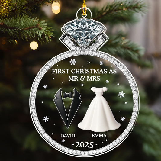 First Christmas As Mr And Mrs 2025 - Personalized Custom Acrylic Ornament