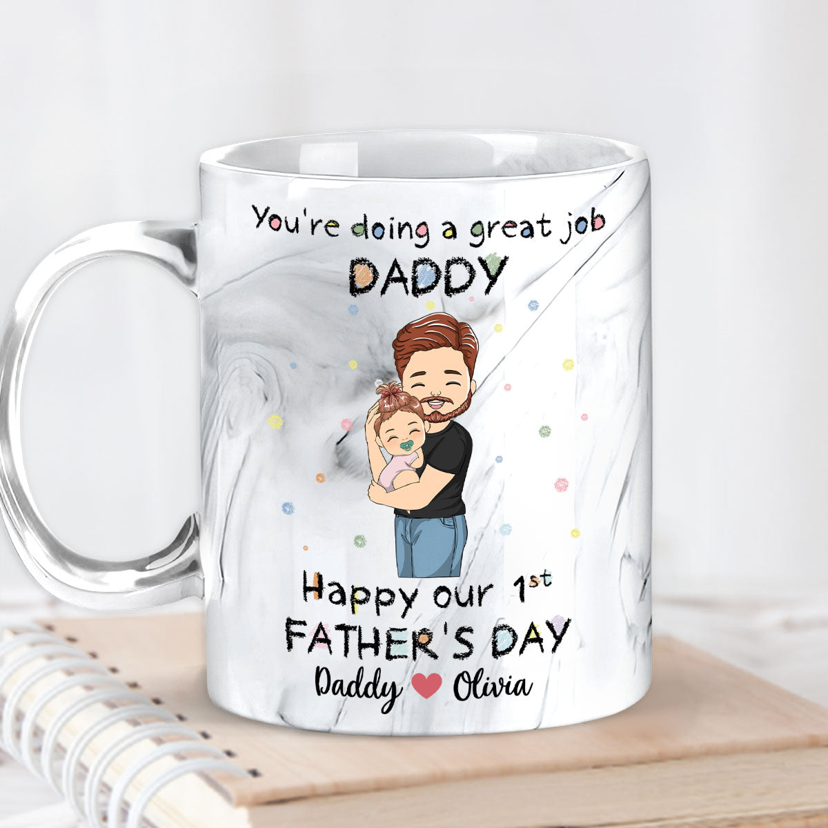 You Are Doing A Great Job Dad - Personalized Custom Grey Marble Mug