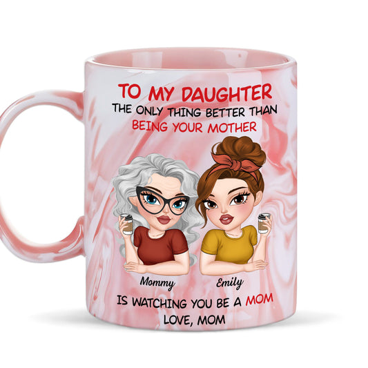 To My Daughter Happy Mother Day - Personalized Custom Pink Marble Mug