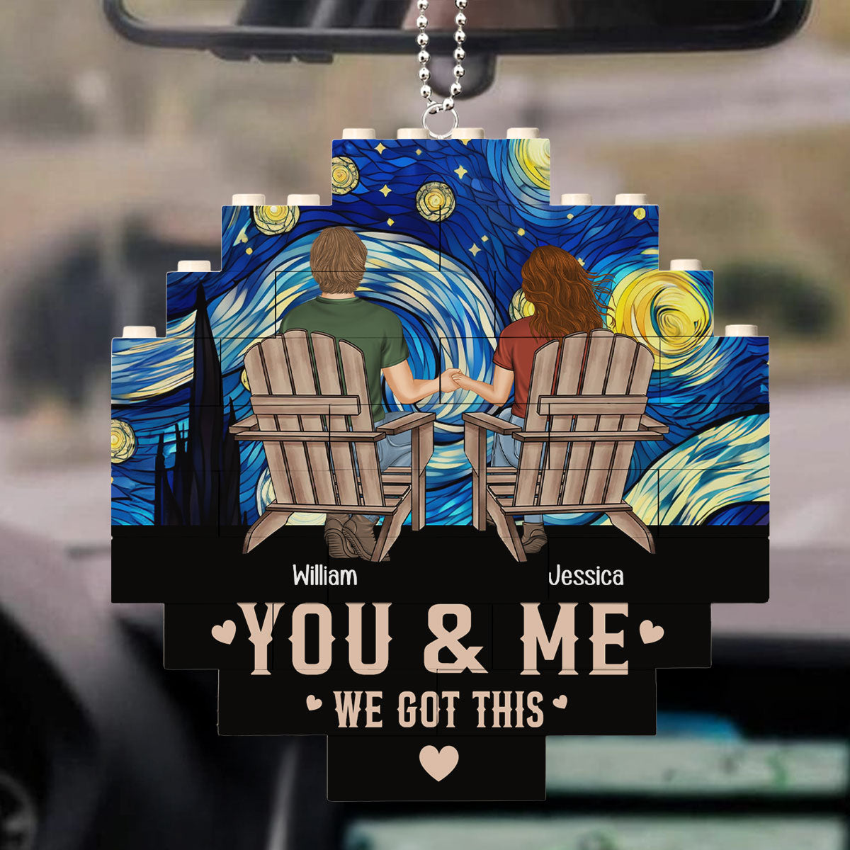 Me And You - Personalized Custom Puzzle Car Ornament