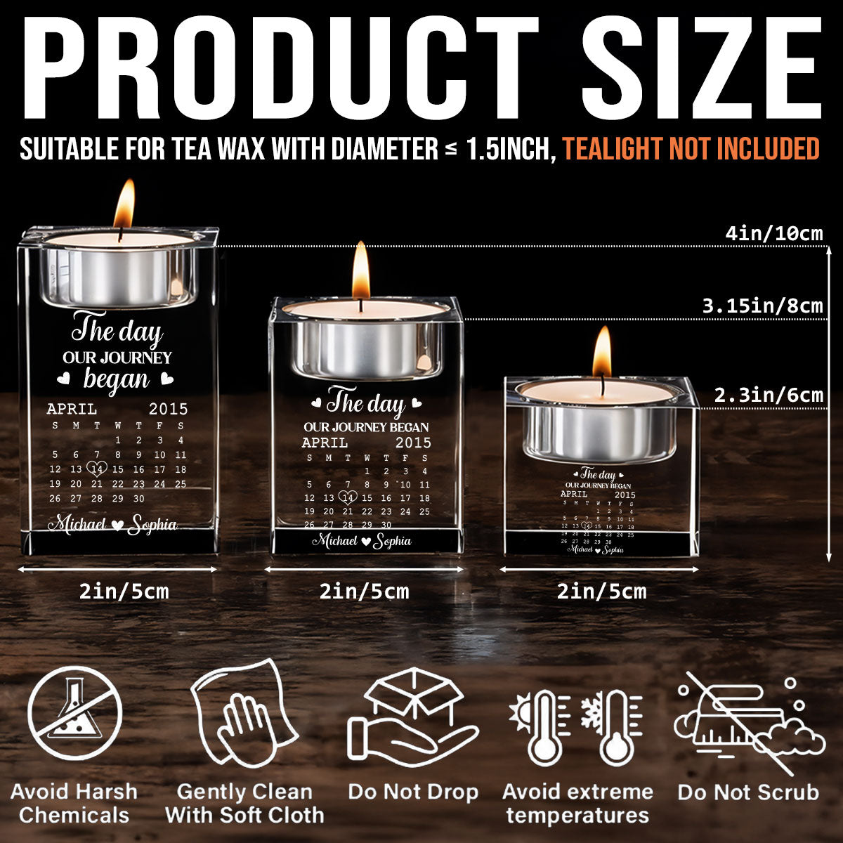 The Day - Personalized Custom Crystal Candle Holder