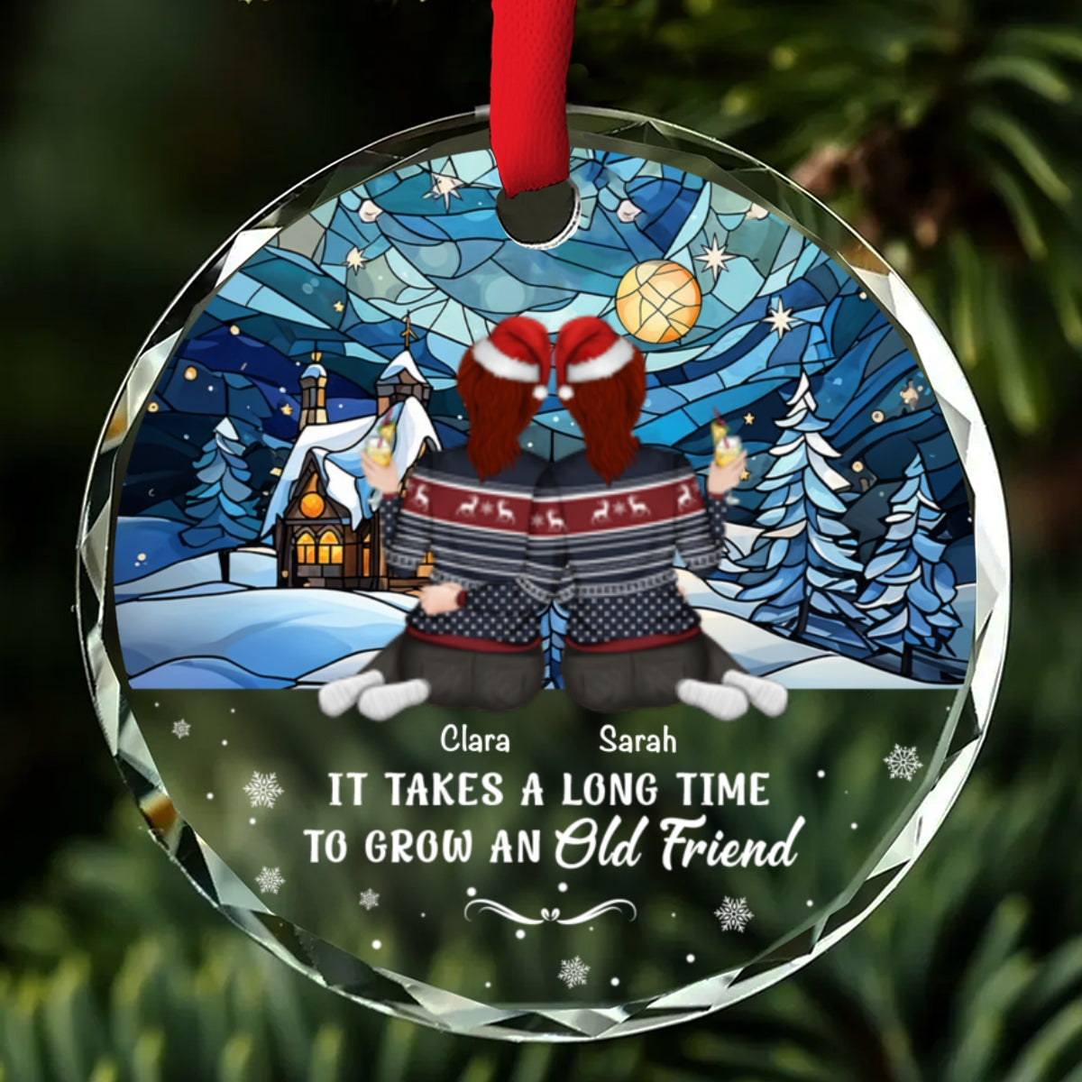 To Grow An Old Friend - Personalized Custom Glass Ornament