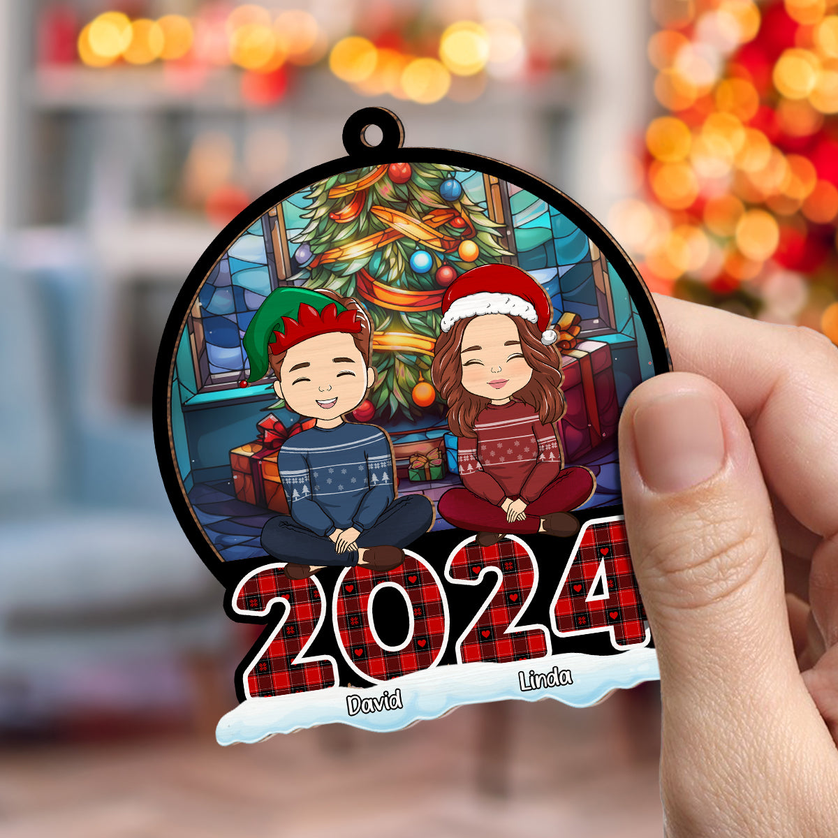 Christmas Is A Time For Family - Personalized Custom Suncatcher Ornament