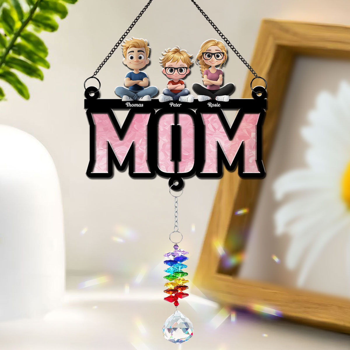 Mother Is Our Sunshine - Personalized Custom Suncatcher With Crystal Rainbow Charm