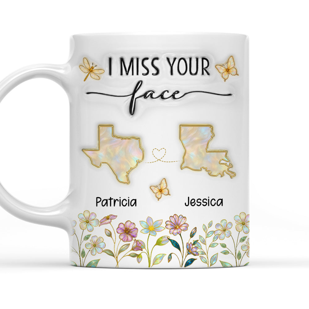 I Miss Your Face Mother Of Pearl - Personalized Custom 3D Inflated Effect Coffee Mug