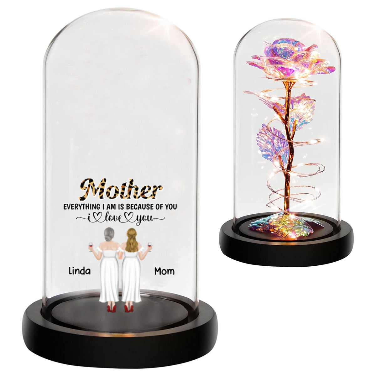 We Love You - Personalized Custom Sparkly Rose