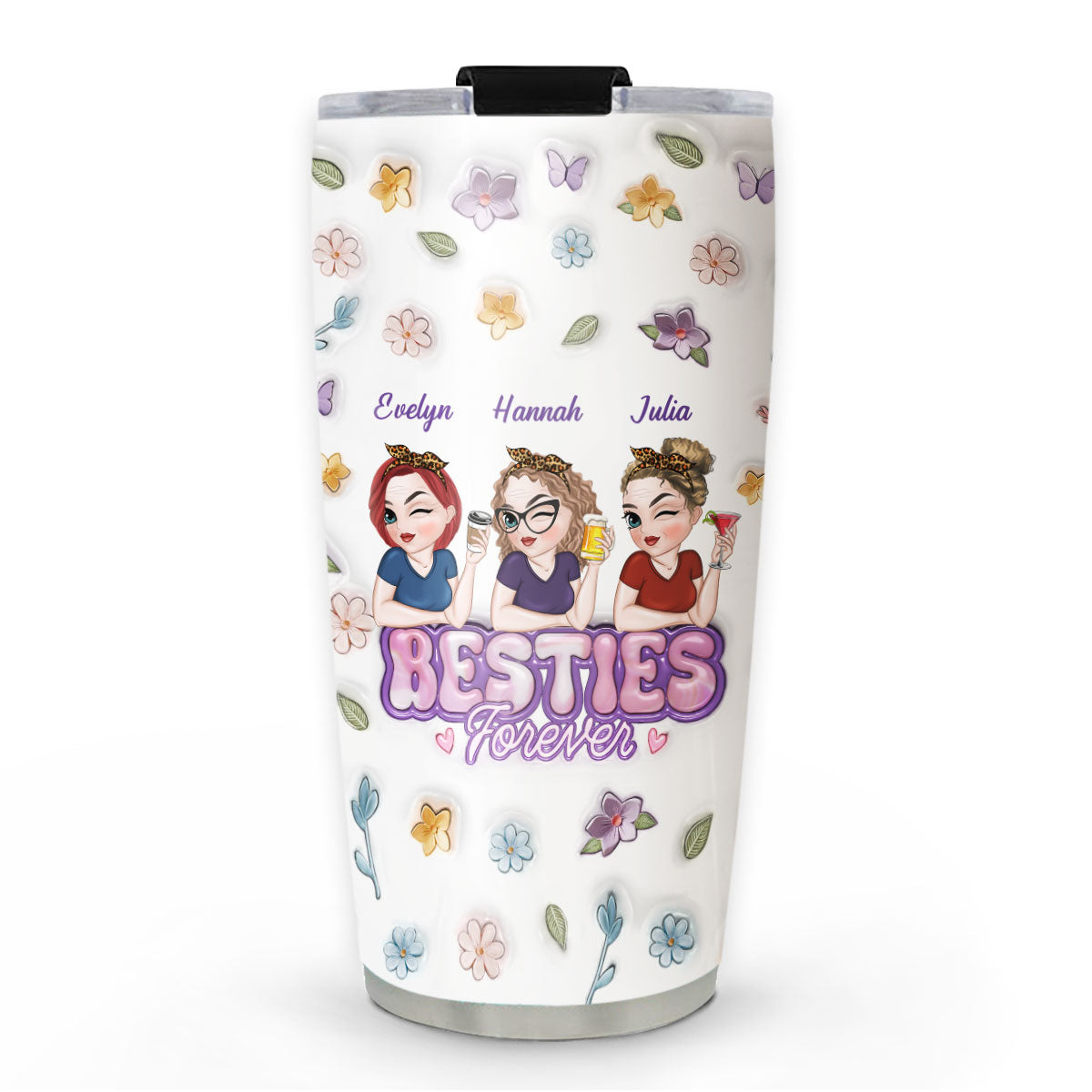 Besties Forever - Personalized Custom 3D Inflated Effect Tumbler