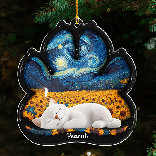 Lay Here With Cat - Personalized Custom 3D Effect Acrylic Ornament