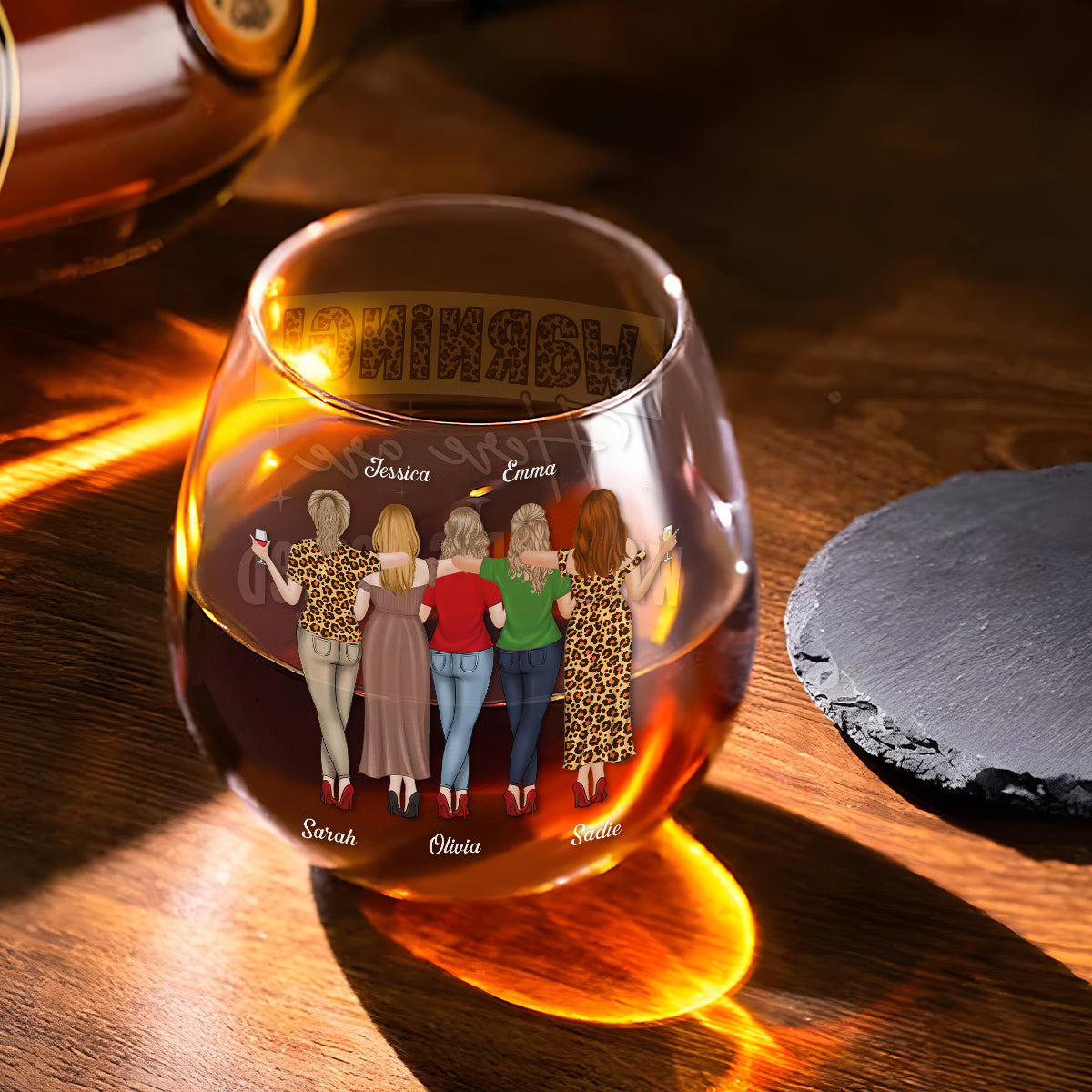 Wine Girls Wasted - Personalized Custom Wine Glass