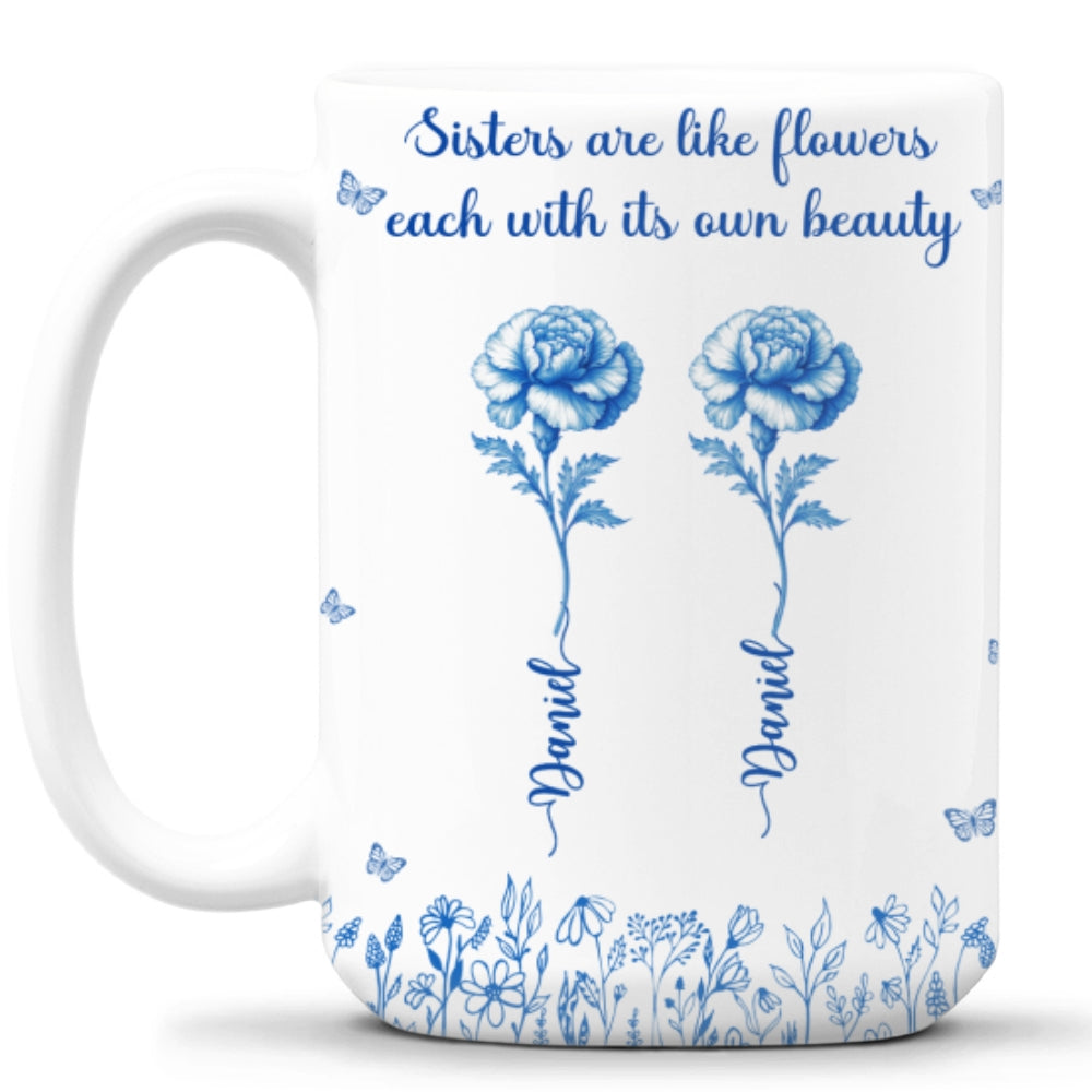 Each Sister Shines With Beauty - Personalized Custom Coffee Mug