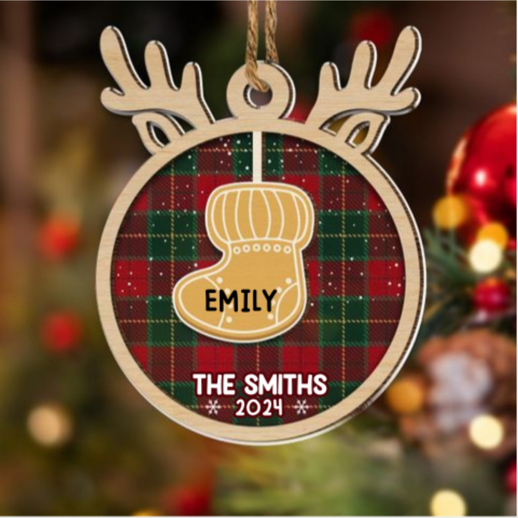 Ginger Family Christmas - Personalized Custom Wood And Acrylic Ornament