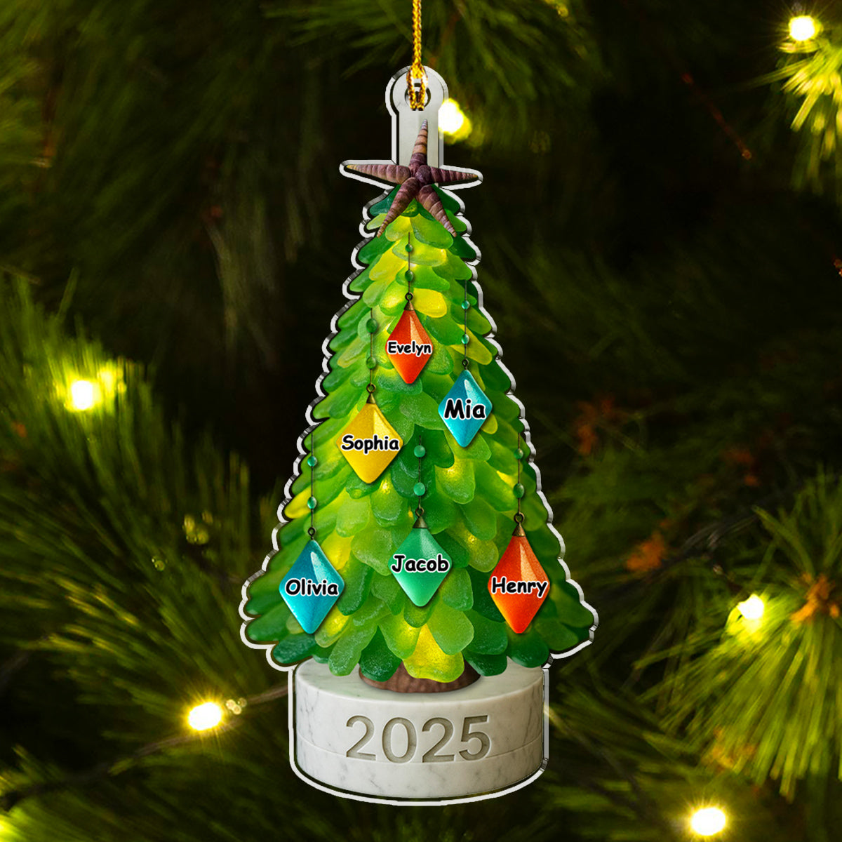 Sea Glass Family Christmas - Personalized Custom Acrylic Ornament