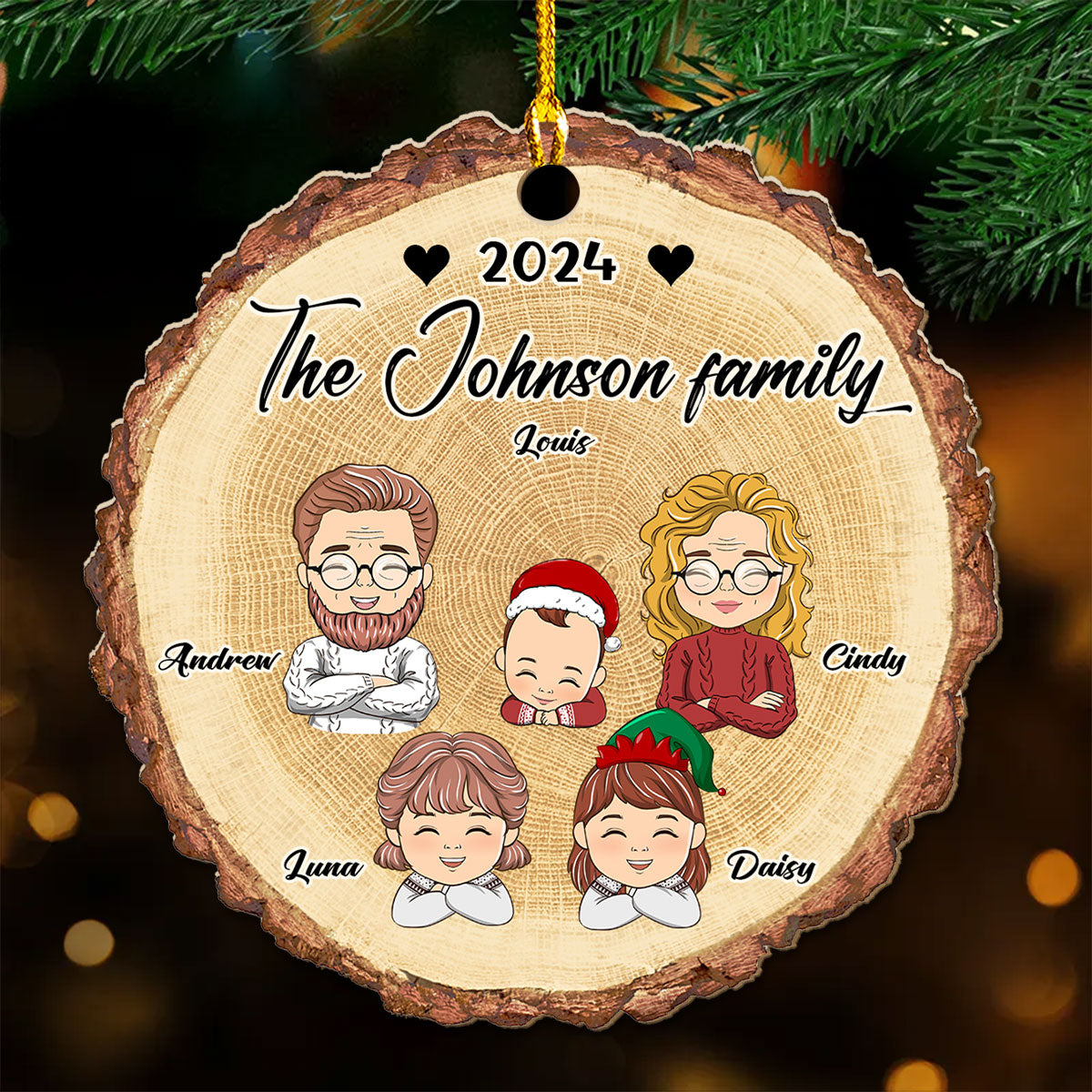 I Love My Family - Personalized Custom Wood Ornament