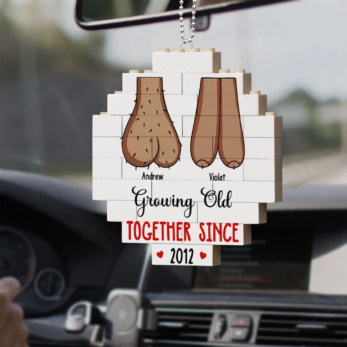 Grow Old With You - Personalized Custom Puzzle Car Ornament