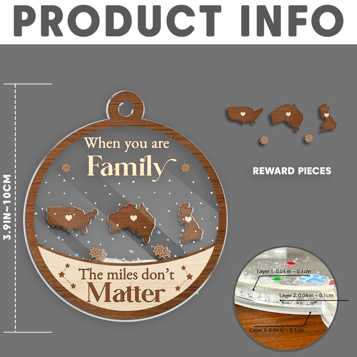 Distance Means Nothing When You Are Family - Personalized Custom Acrylic Shaker Ornament