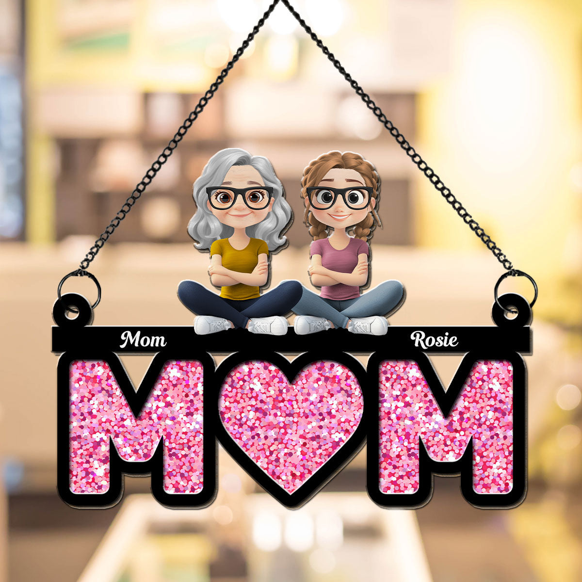 We Love You Mom - Personalized Custom Suncatcher