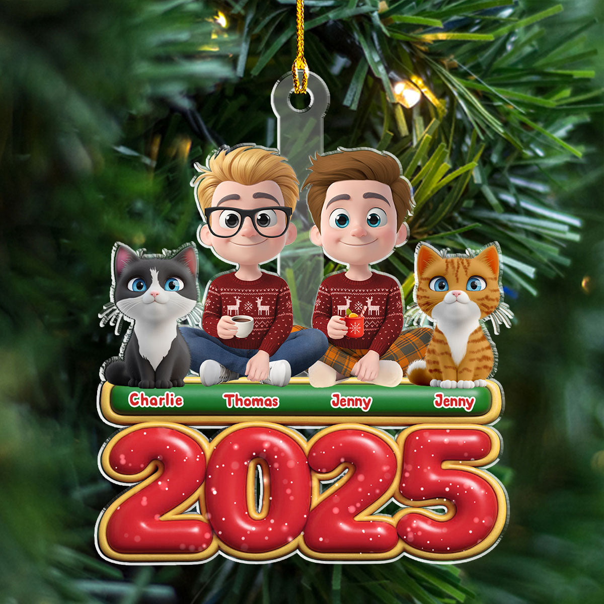 We And Our Cat Version 2 - Personalized Custom Acrylic Ornament