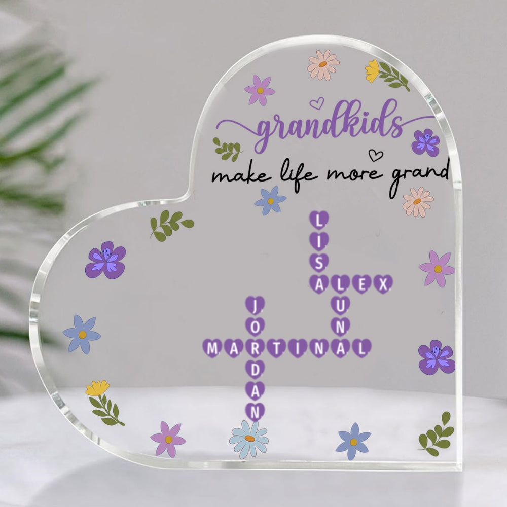 Grandkids Make Life More Grand Crossword - Personalized Custom Acrylic Plaque
