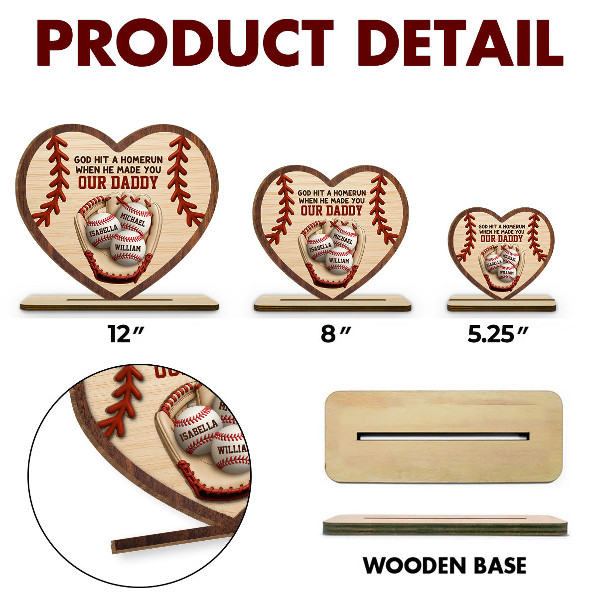 Hit A Home Run - Personalized Custom 2-Layer Wood Plaque With Flat Base