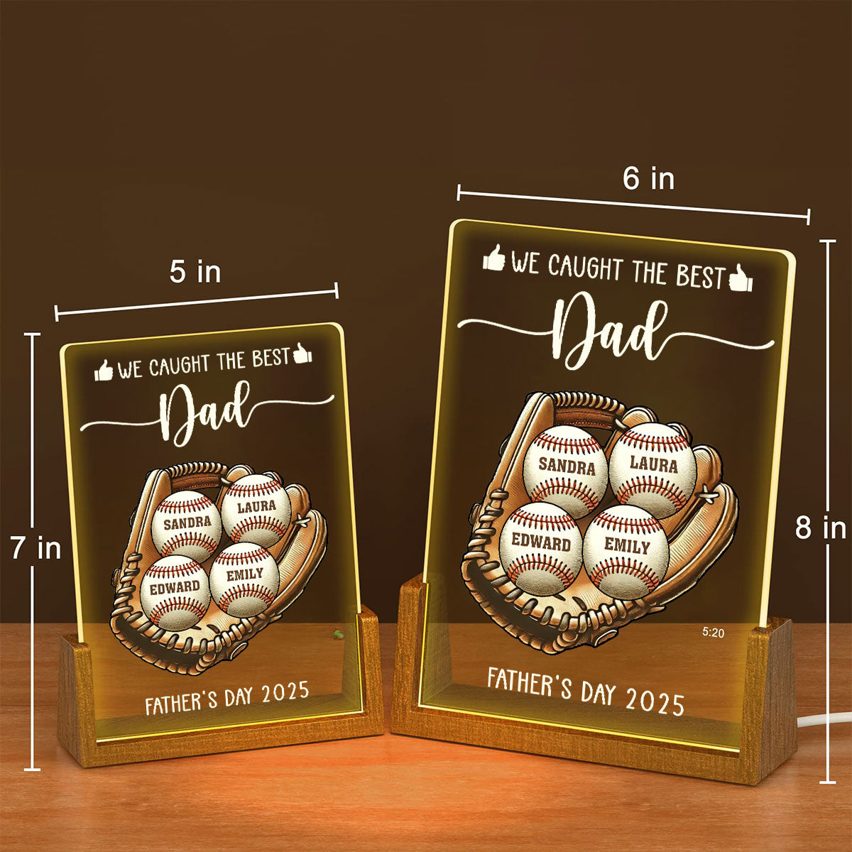 I Caught The Best Dad - Personalized Custom Plaque With Walnut Base