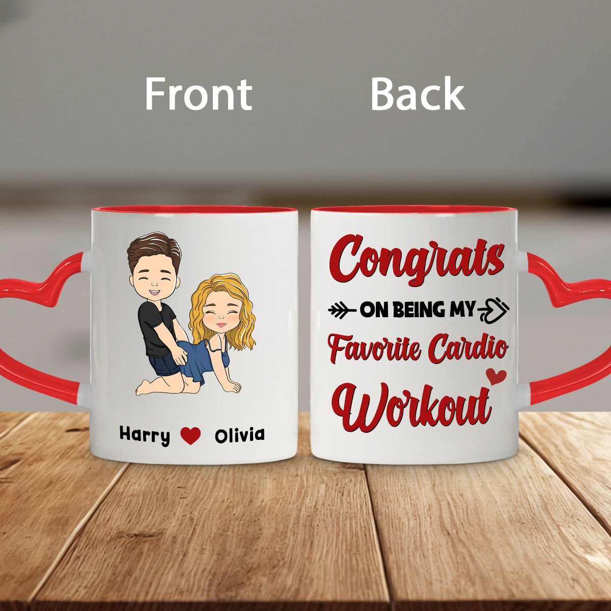You Lucky Bastard - Personalized Custom Heart Handle Mug