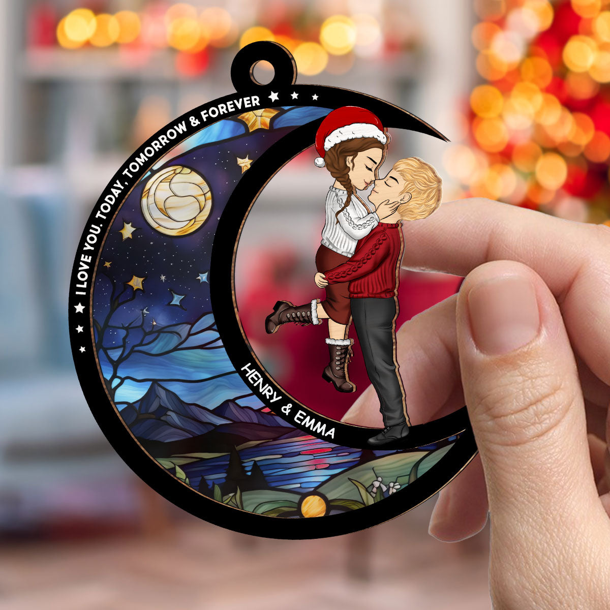 I Love You Today, Tomorrow, Forever - Personalized Custom Suncatcher Ornament