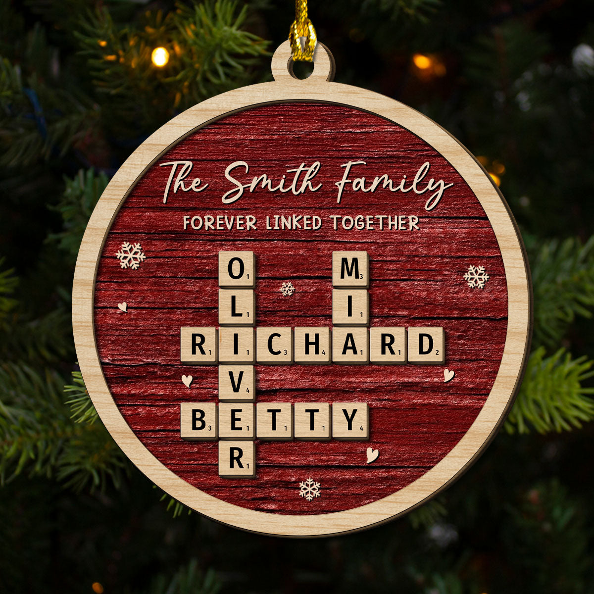 Family Is Forever Linked Love - Personalized Custom 2-Layered Wood Ornament