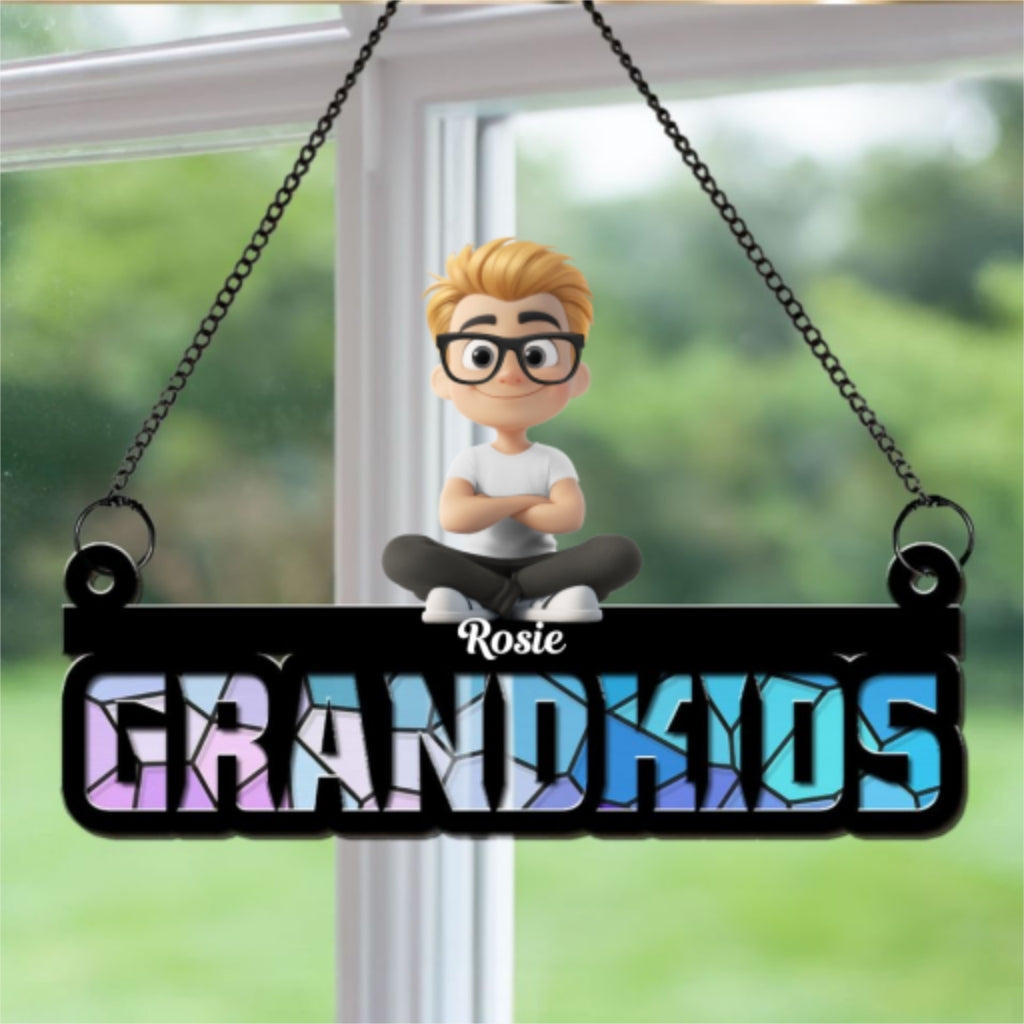 Grandkids Is My Sunshine - Personalized Custom Suncatcher