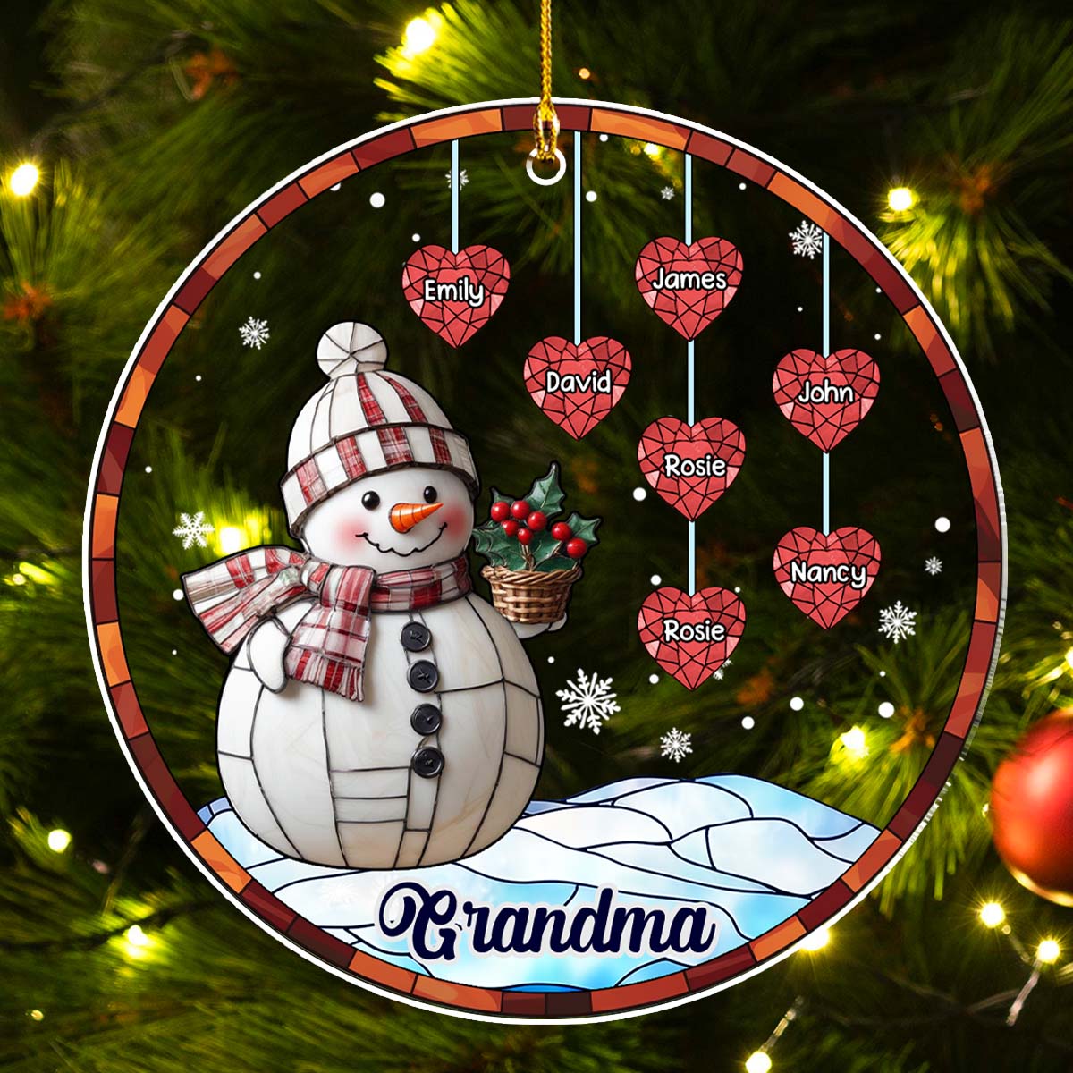 Snowman Grandma - Personalized Custom Acrylic Ornament