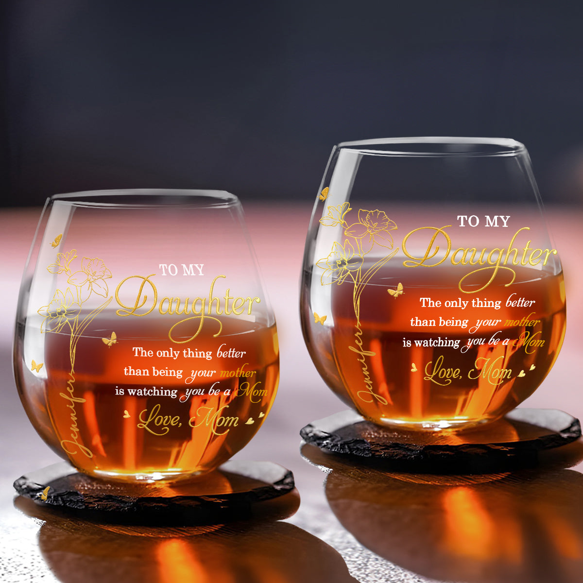 Love My Daughter Be A Mom - Personalized Custom Wine Glass