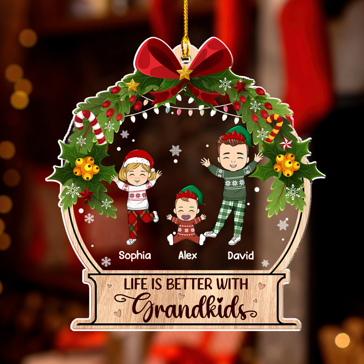 Life Is Better With Grandkids - Personalized Custom Acrylic Ornament