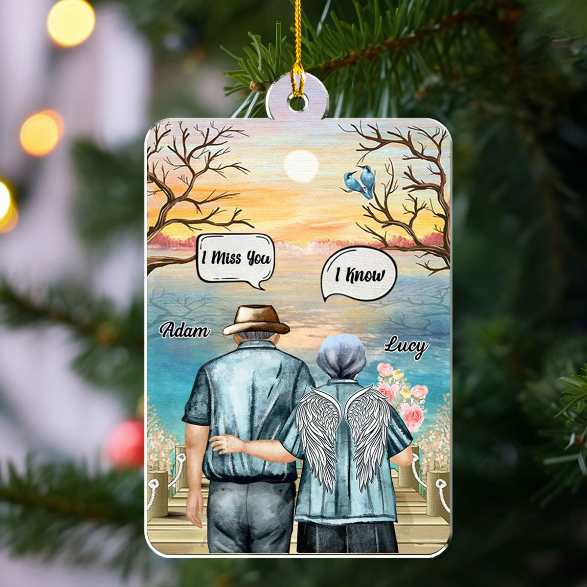 I Miss You Old Couple - Personalized Custom Acrylic Ornament
