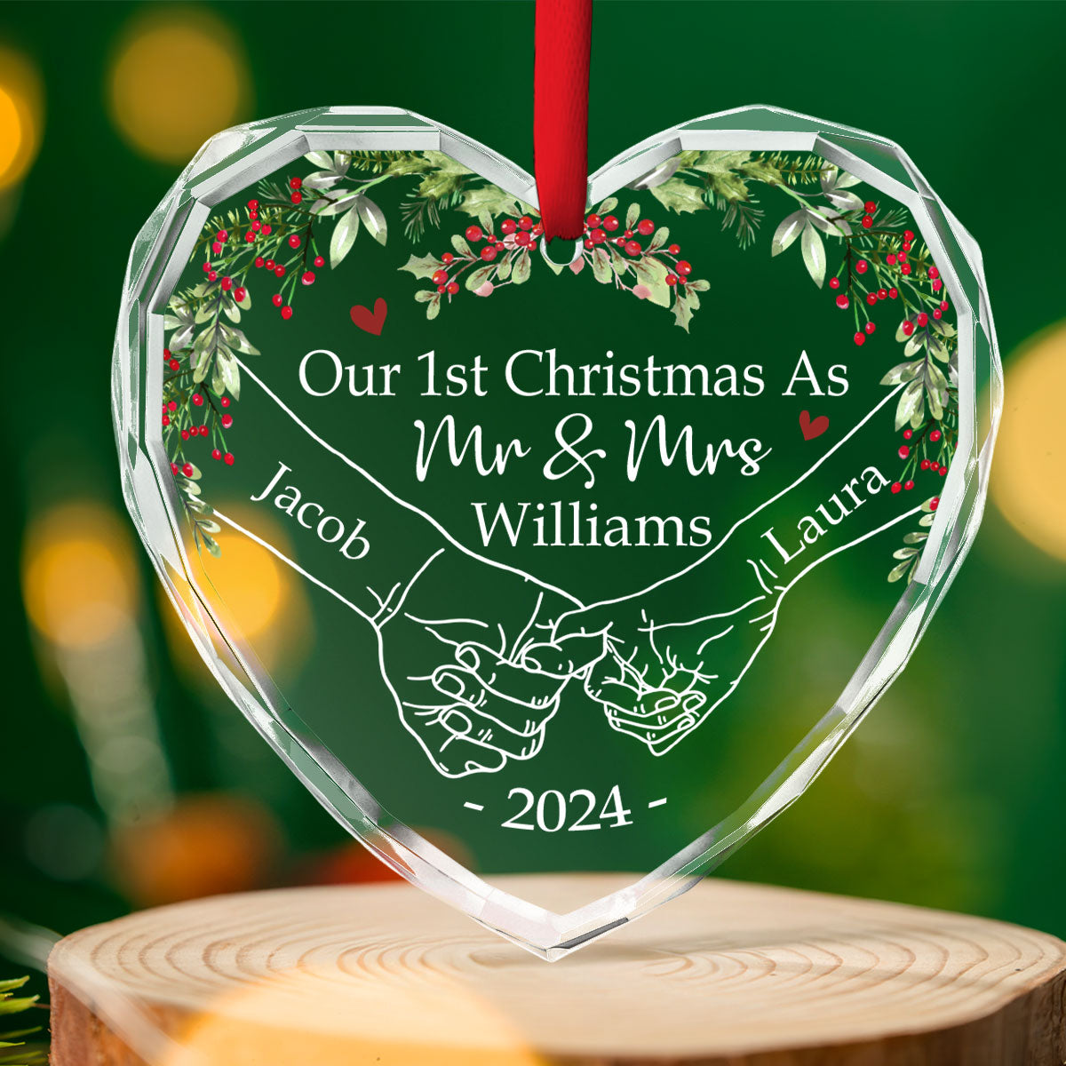 Our 1st Christmas As Mr. And Mrs. - Personalized Custom Glass Ornament