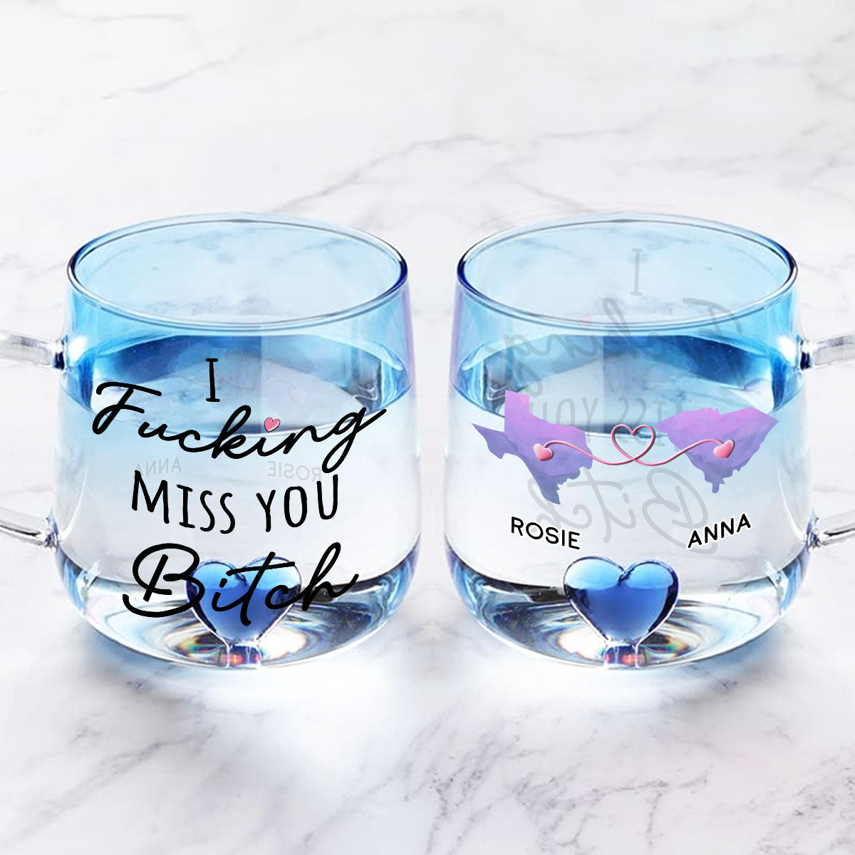 I Really Miss You Besties - Personalized Custom Blue Gradient Glass Mug