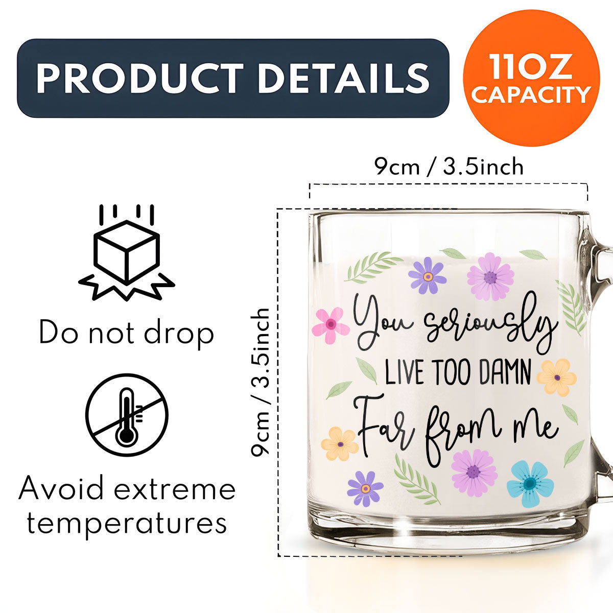 Hate Being This Far - Personalized Custom Glass Mug