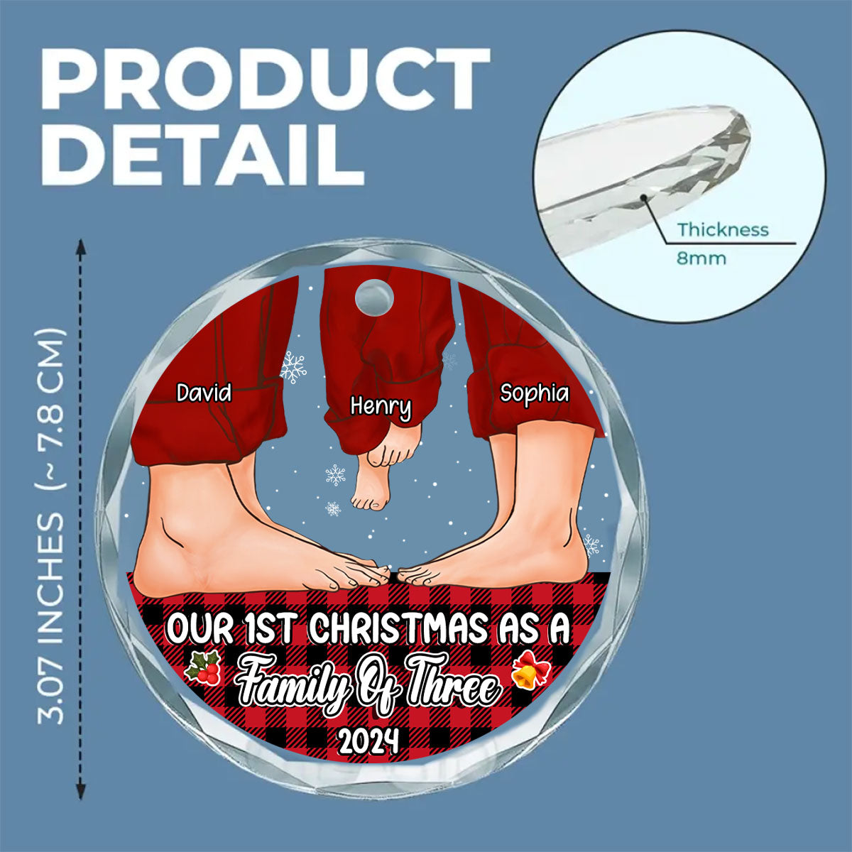 Our First Christmas As A Family - Personalized Custom Glass Ornament