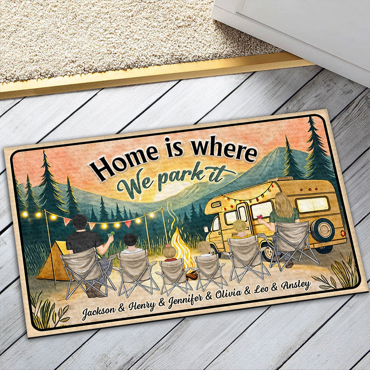 Home Is Where We Park It - Personalized Custom Doormat
