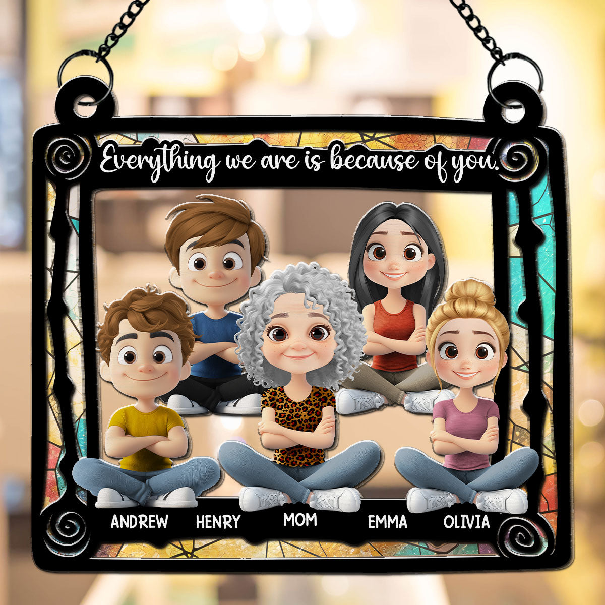 Everything I Am Is Because Of You Mom - Personalized Custom Suncatcher