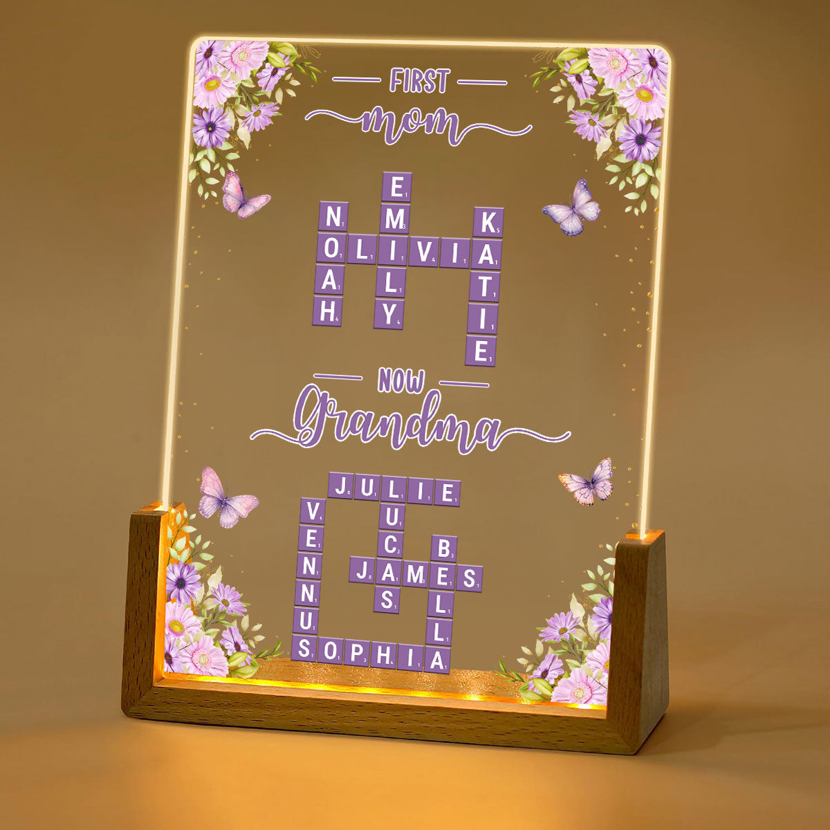 Now Grandma - Personalized Custom Plaque With Walnut Base