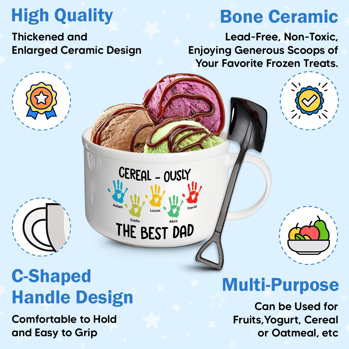 The Best Dad - Personalized Custom Ceramic Bowl