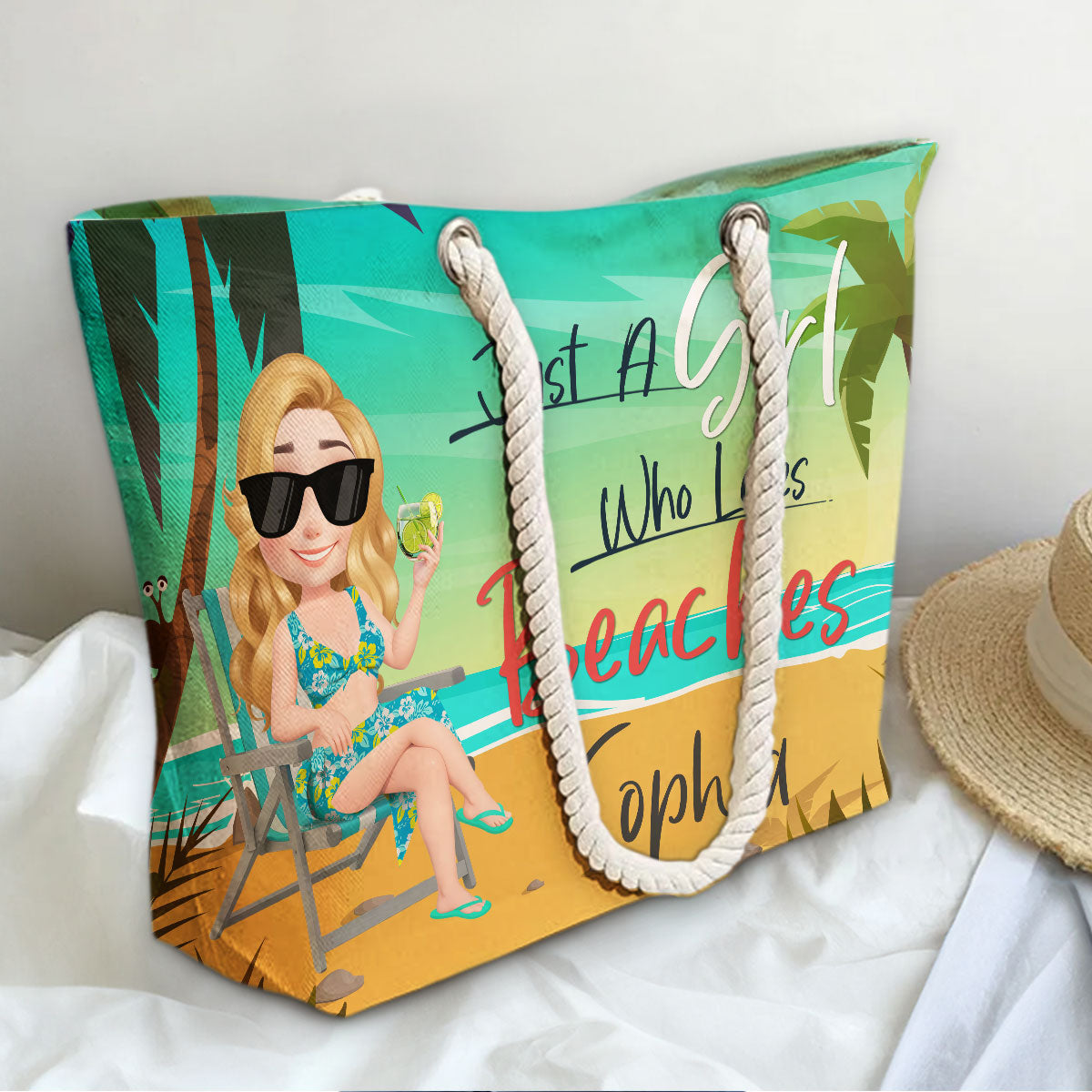 Just A Girl Who Loves Beaches - Personalized Custom Beach Bag
