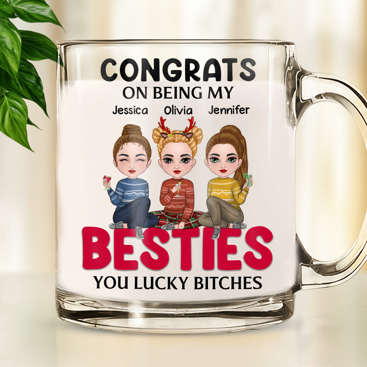 Thank You Being My Bestie - Personalized Custom Glass Mug
