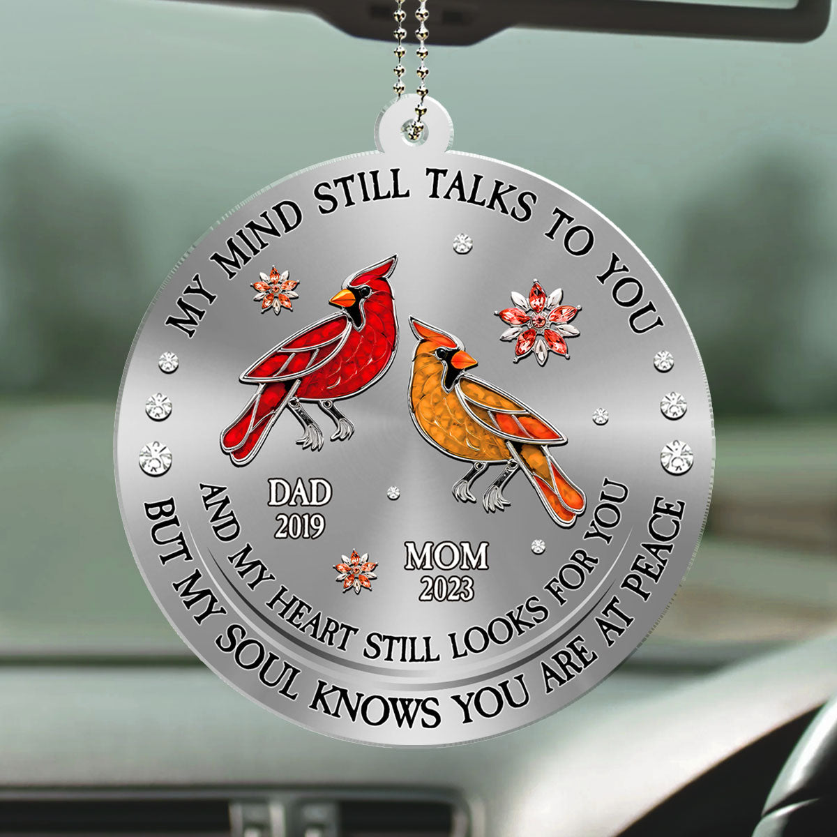 Cardinal Hummingbird My Mind My Heart My Soul Ver 2 - Personalized Custom Car Ornament