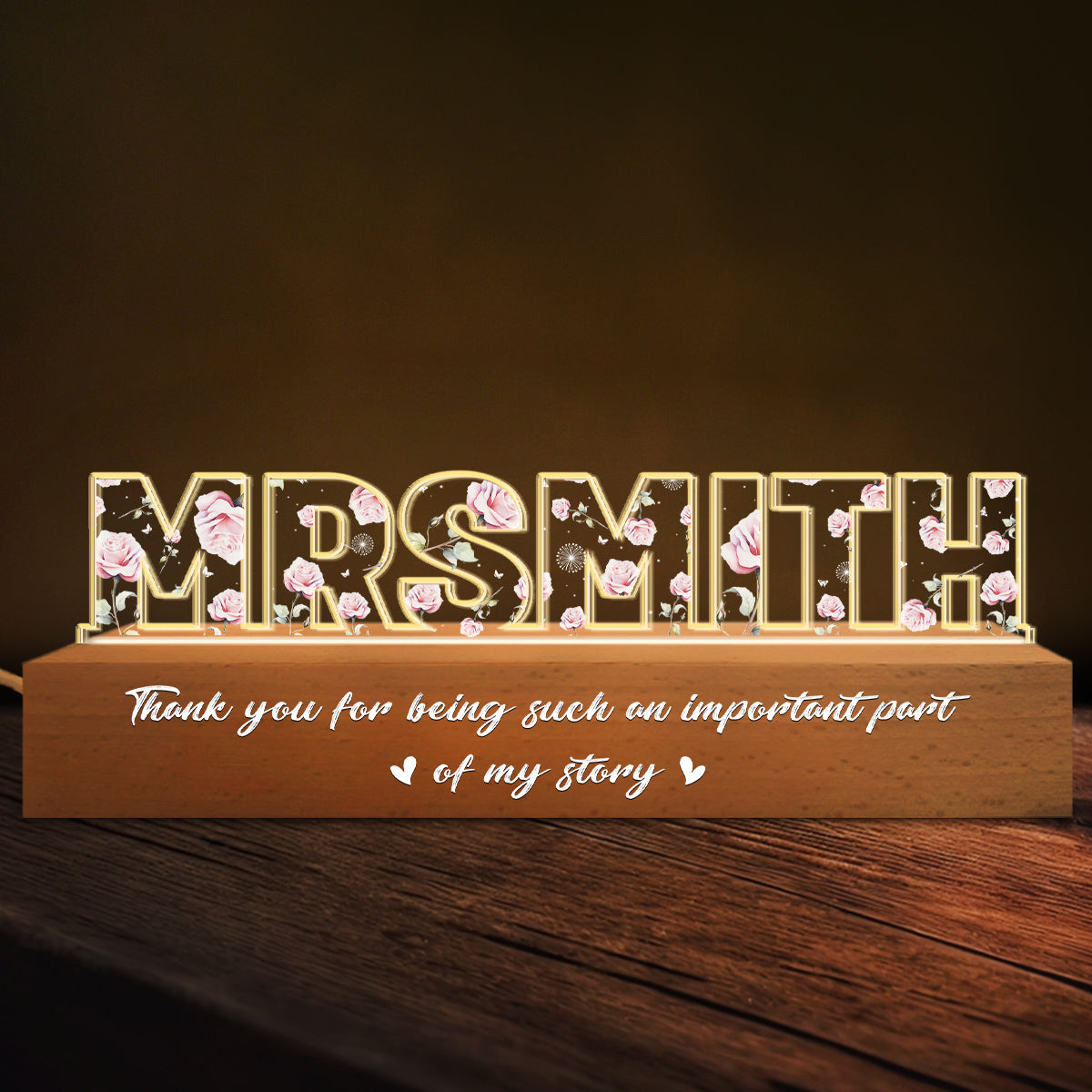 Thank You For Being Such An Important Part Of My Story - Personalized Custom Acrylic Letters 3D LED Night Light