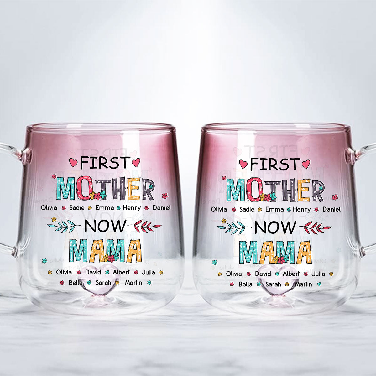 Our Love For You Is Unbreakable - Personalized Custom Pink Gradient Glass Mug