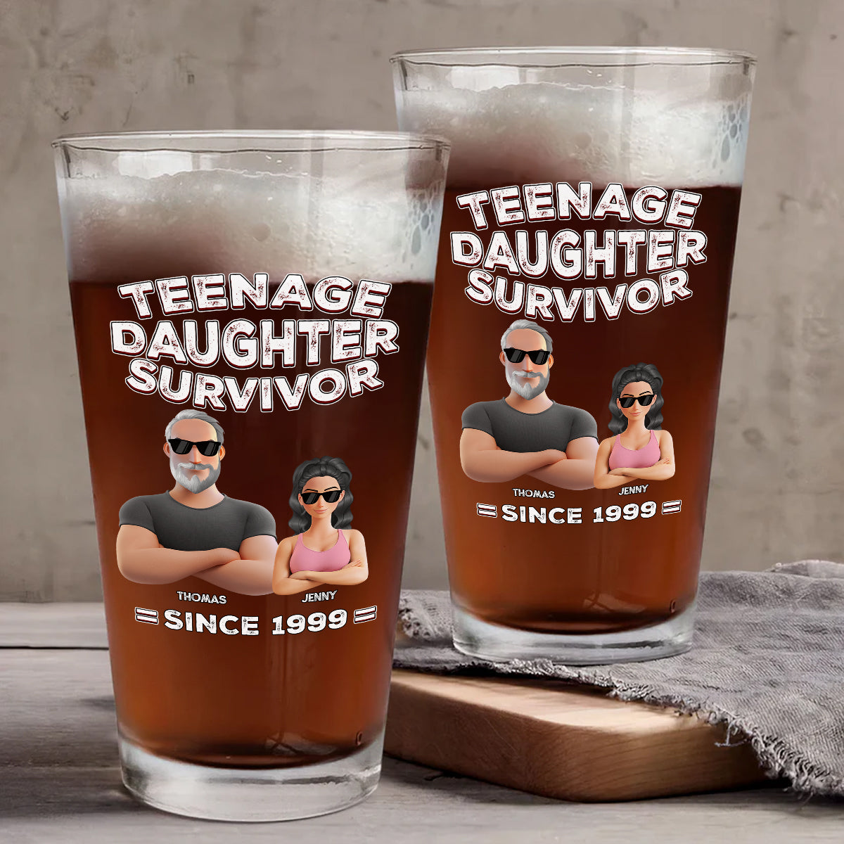 Teenage Daughter Survivor - Personalized Custom Beer Glass