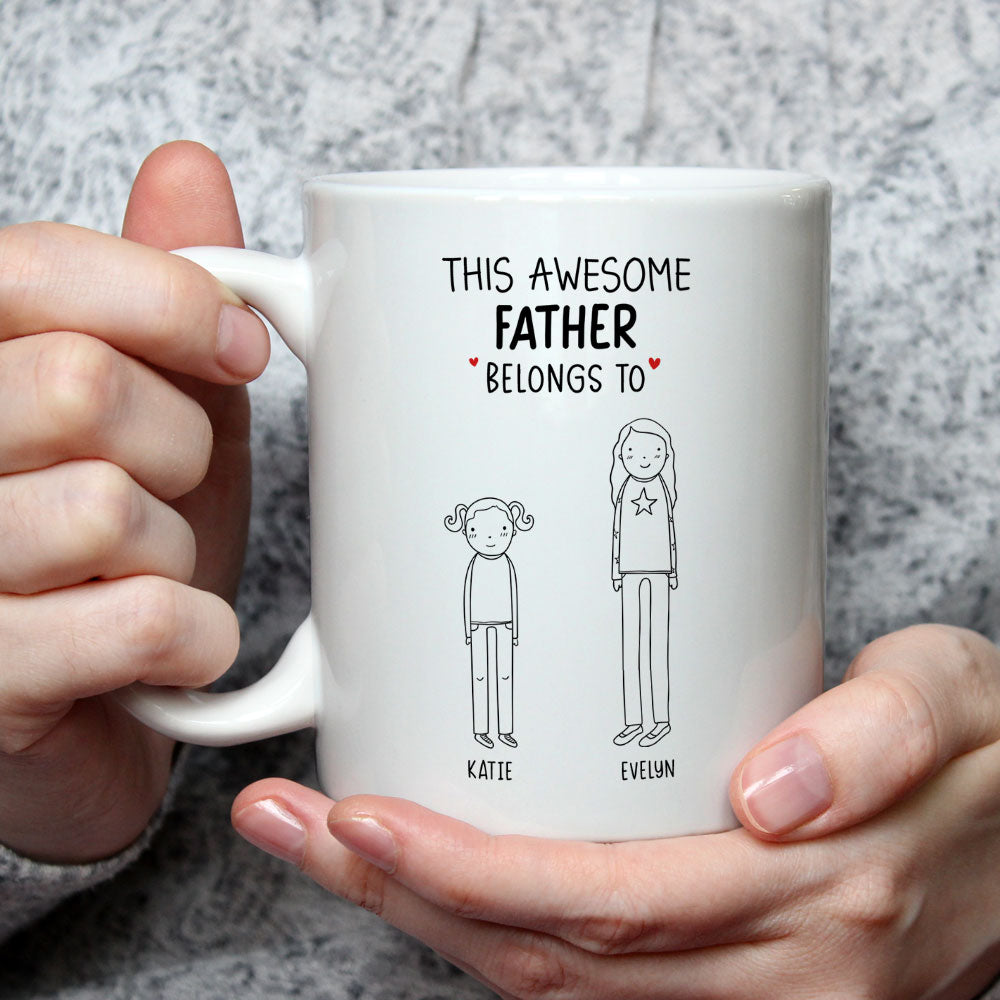 This Awesome Dad Belongs To - Personalized Custom Coffee Mug