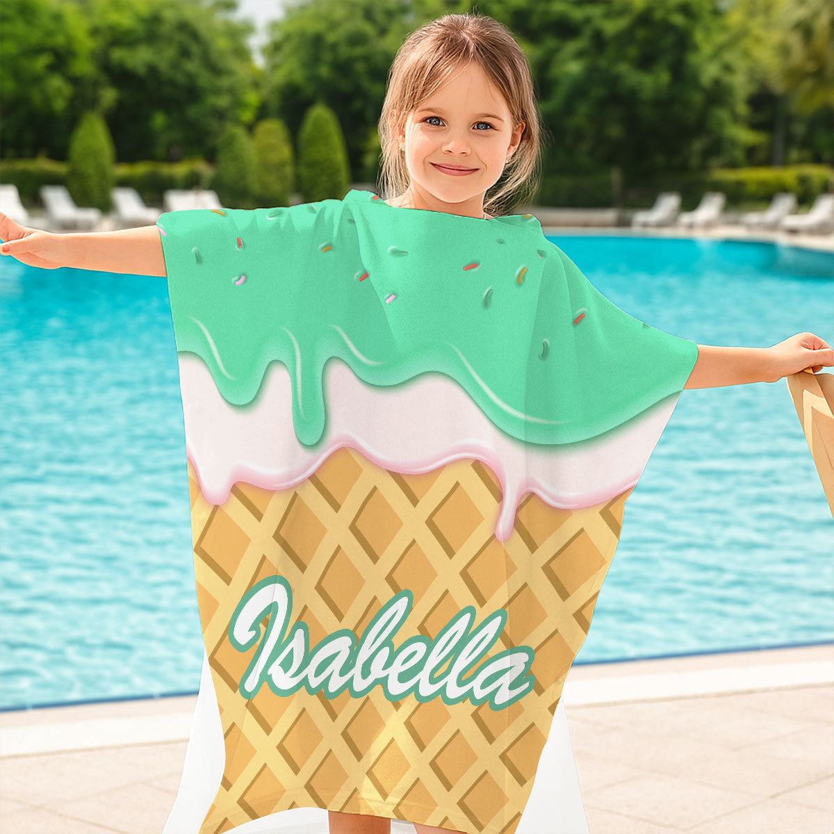 Ice Cream - Personalized Custom Hooded Beach Towel