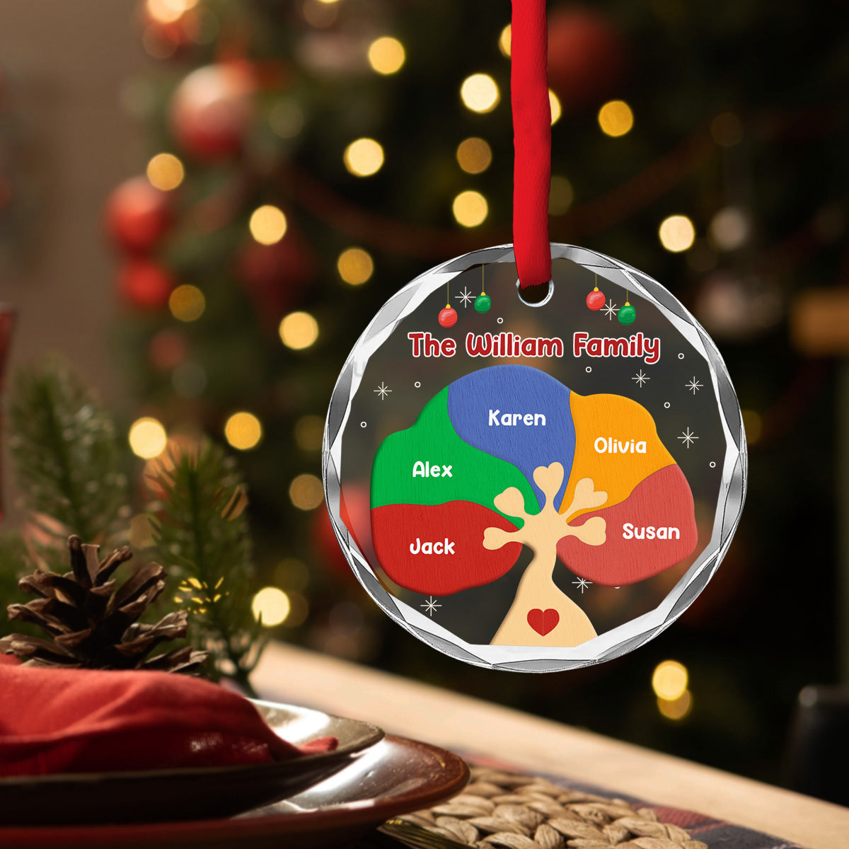 Family Tree - Personalized Custom Glass Ornament