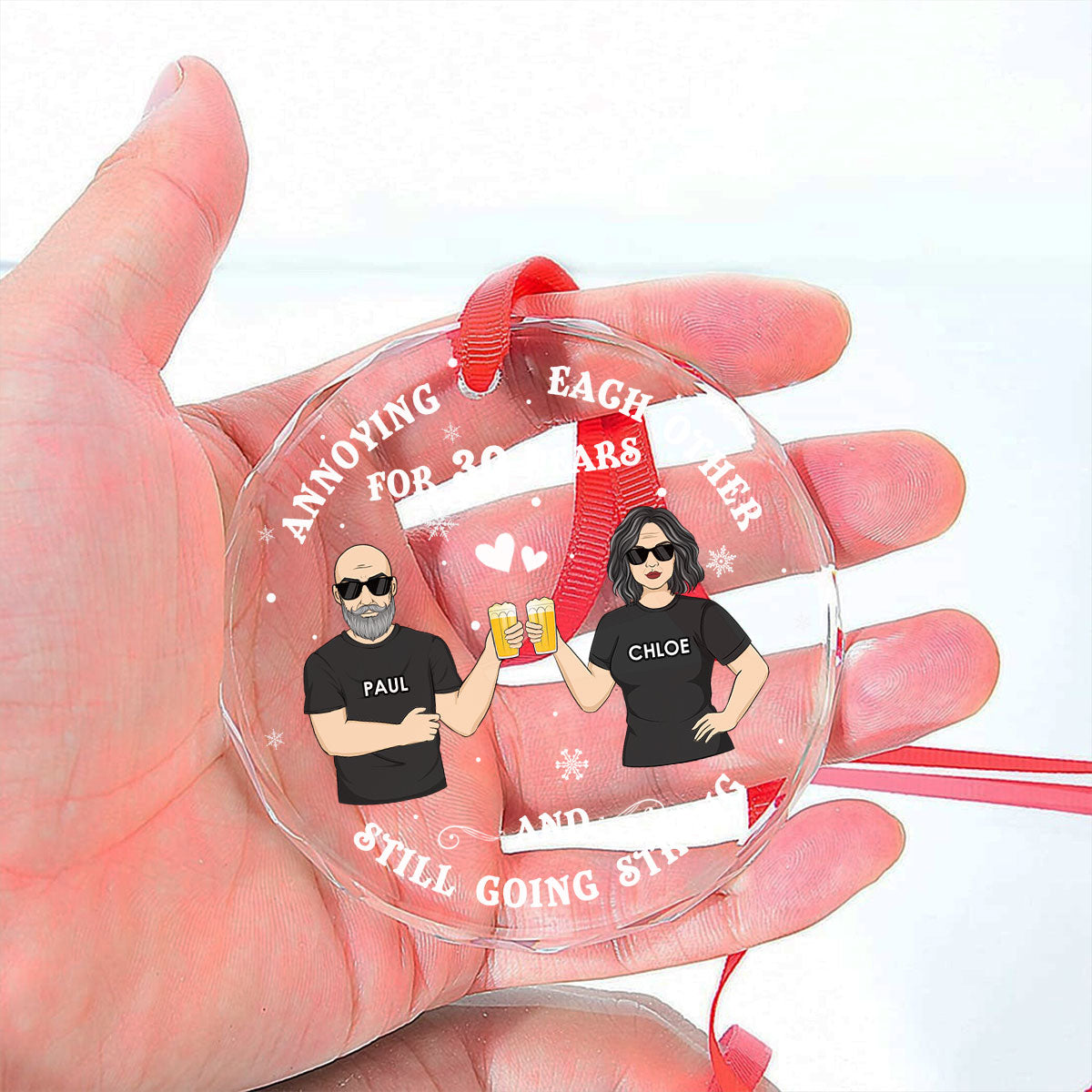 Annoying Each Other - Personalized Custom Glass Ornament